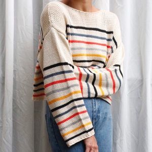 Striped bell sleeve sweater